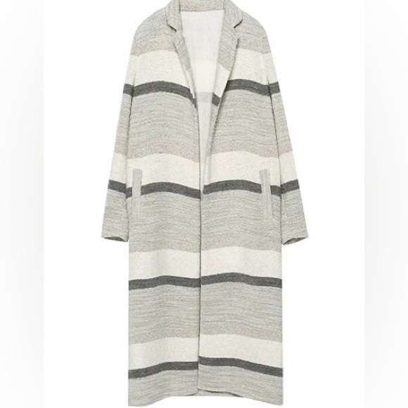 Zara Stripe Duster Long Coat - Picture 3 of 9